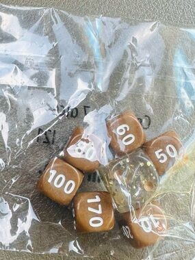 Vintage Brown marbled finish with bold white numbering Dice Set